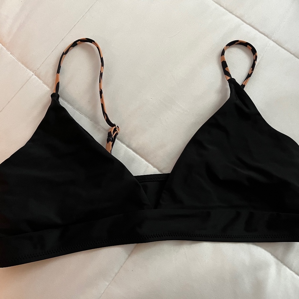 black and cheetah print bikini set